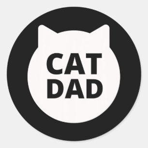 Sticker Rond Mens mignonne Chat Papa Fête des pères Kitty Daddy