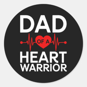 Sticker Rond Mens Papa D'Un Guerrier De L'Enfant Maladie Cardia