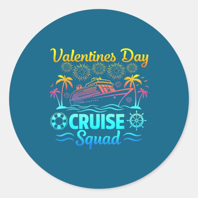 Sticker Rond Mens Valentines Day Cruise Squad 2026 Vacation Tra (Devant)