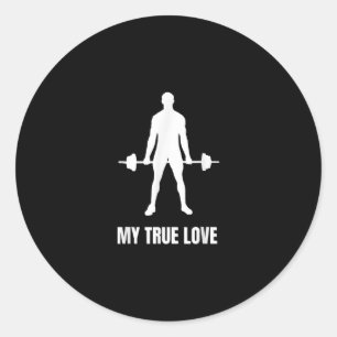 Sticker Rond Mens Weightlifter Barbell entraînement tenue d'ent