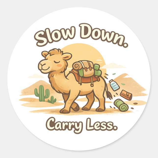 Sticker Rond Mental Wellness Month Cozy Camel  Illustration (Devant)