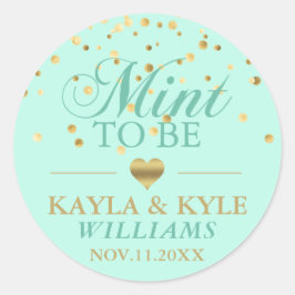 Sticker Rond Mention personnalisée pour être Mint Gold Confetti