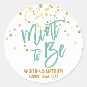 Sticker Rond Mention personnalisée pour être Mint Gold Confetti