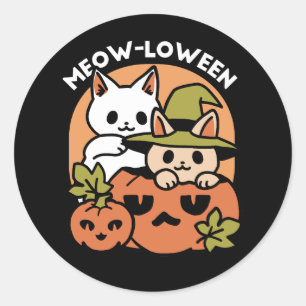 Sticker Rond Meow-Loween - Festive Halloween Conception de chat