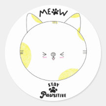 Meow Rester Positif Posé Jaune Kawaii Chat