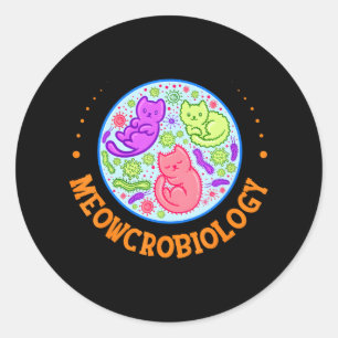 Sticker Rond Méowcrobiologie Chat Microbiologie Science Biologi