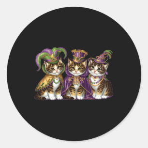 Sticker Rond Meowdi Gras Mardi Gras Amoureux des chats Nouvelle
