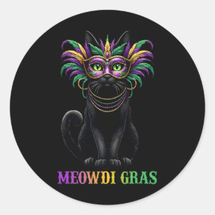 Sticker Rond Meowdi Gras Mardi Gras Amoureux des chats Nouvelle