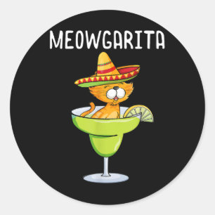 Sticker Rond Meowgarita - Cinco De Mayo Margarita Amoureux des