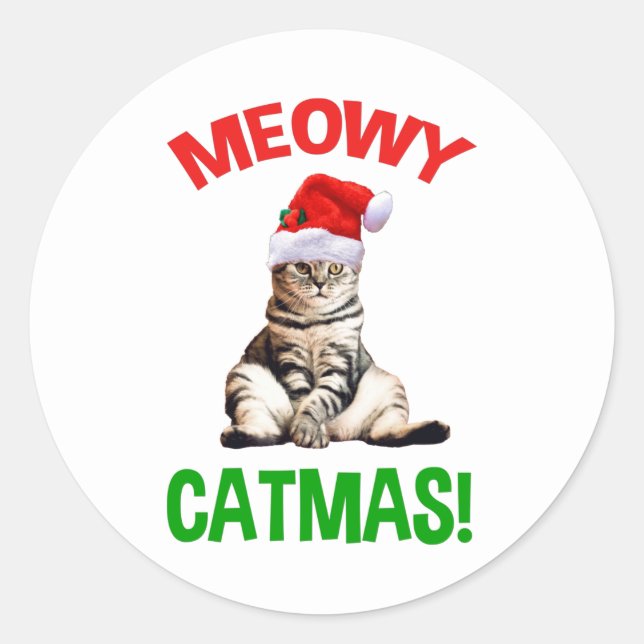 Sticker Rond Meowy Catmas ! (Devant)