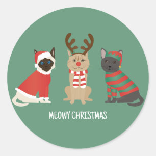 Sticker Rond Meowy Christmas Cats