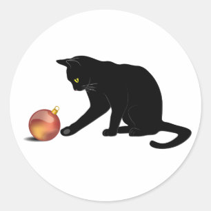Sticker Rond Meowy Christmas Funny Chat