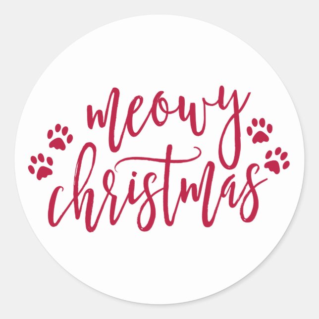 Sticker Rond Meowy Noël blanc Enveloppe de Noël (Devant)