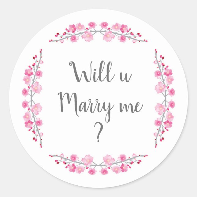 Sticker Rond M'épouseras-tu ? Fleur de cerisier vintage (Devant)