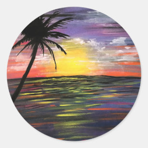 Sticker Rond Mer du coucher du soleil