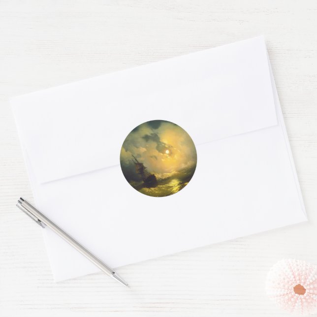 Sticker Rond Mer orageuse la nuit, Aivazovsky (Enveloppe)