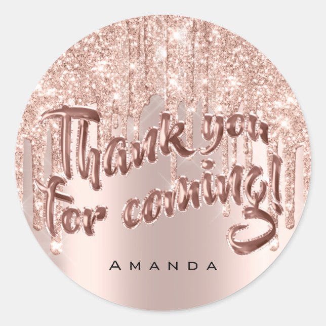 Sticker Rond Merci 16e Ballons de Parties scintillant Rose nupt (Devant)
