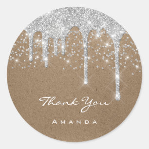 Sticker Rond Merci 16e Papier Kraft de Mariage de Fiançailles à