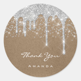 Sticker Rond Merci 16e papier kraft de mariage de mariage goutt