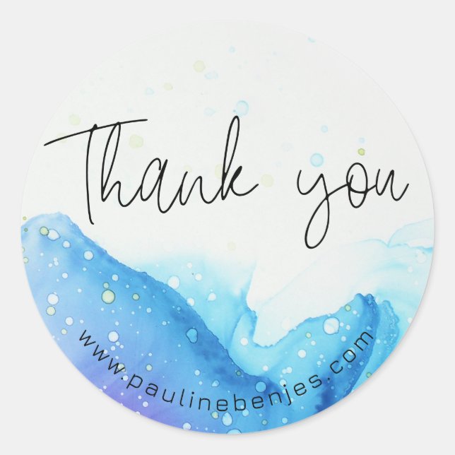Sticker rond Merci 2 bleu classique (Devant)