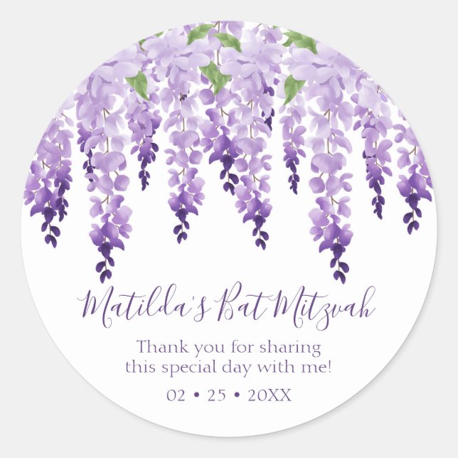 Sticker Rond Merci à eau | BAT MITZVAH (Devant)