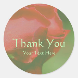 Sticker Rond Merci à fleurs rouges Rosebud Personnalisé