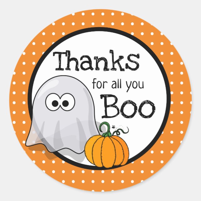 Sticker Rond Merci à Ghost Halloween (Devant)