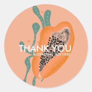 Sticker Rond Merci Abstrait de fruits tropicaux de Papaya