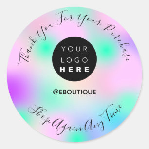 Sticker Rond Merci Acheter Boutique Logo Rose Abstrait