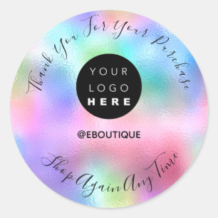 Sticker Rond Merci Acheter Boutique Logo Rose Abstrait