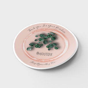 Sticker Rond Merci Acheter Rose Vert Eucalipto Nom