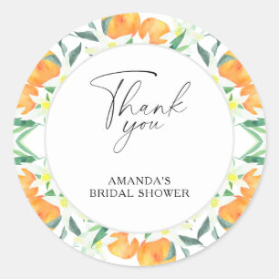 Sticker Rond Merci - Agrumes - Baby shower de mariage