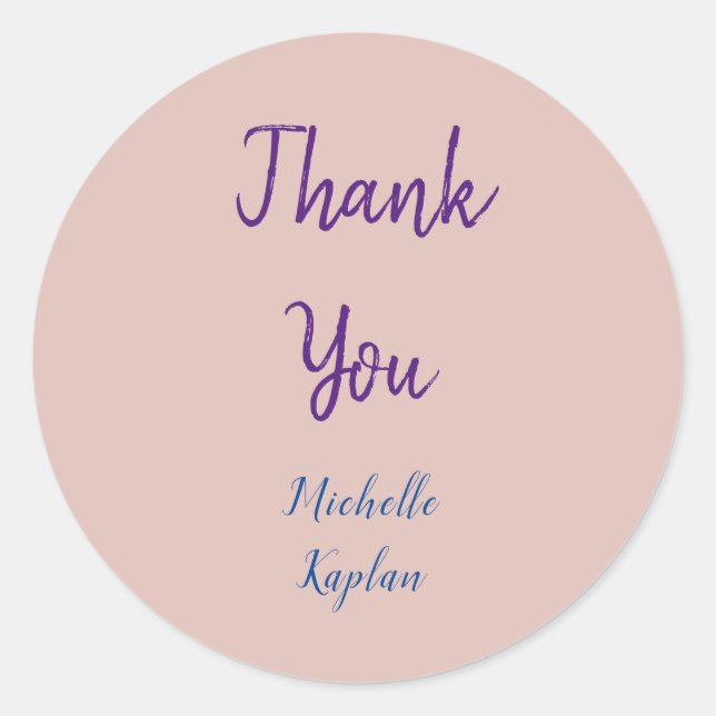 Sticker Rond Merci Ajouter le nom Rose Gold Modern Professional (Devant)