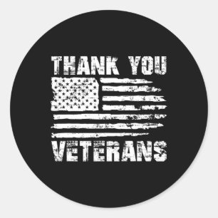 Sticker Rond Merci Anciens Combattants Drapeau Américain Fiers