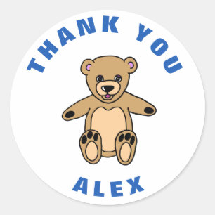 Sticker Rond Merci Anniversaire de enfant mignon Ours Teddy