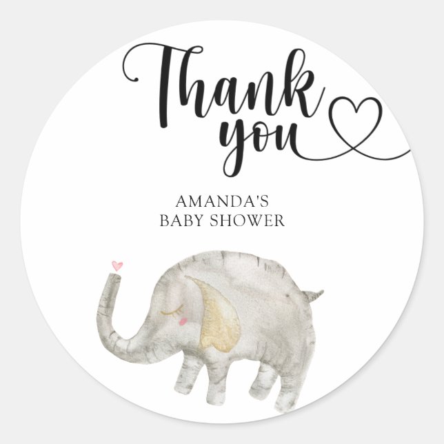 Sticker Rond Merci Aquarelle Ballon Eléphant (Devant)