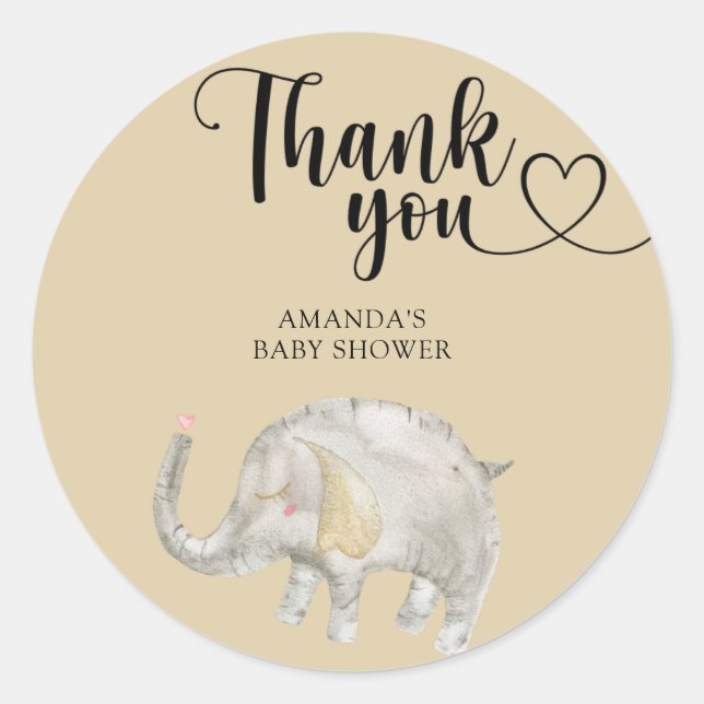 Sticker Rond Merci Aquarelle Ballon Eléphant (Devant)