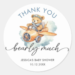 Sticker Rond Merci Aquarelle Béaire mignonne Bébé