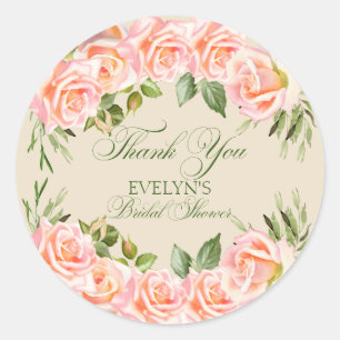 Sticker Rond Merci aquarelle Fête des mariées florale