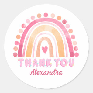 Sticker Rond Merci arc-en-ciel Boho