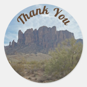 Sticker Rond Merci Arizona Désert Paysage Photo Sud-ouest