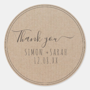 Sticker Rond Merci artisanal Vintage Kraft tendance simple