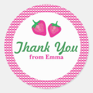 Sticker Rond Merci aux fraises