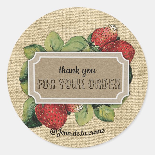 Sticker Rond Merci aux fraises (Devant)