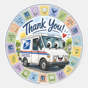 Sticker Rond Merci aux travailleurs postaux 
