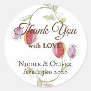 Sticker Rond Merci aux tulipes d'amour