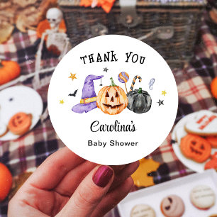 Sticker Rond Merci Baby shower Halloween