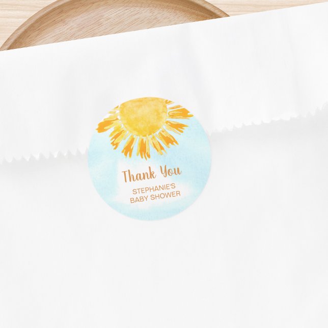 Sticker Rond Merci Baby shower solaire (Créateur téléchargé)