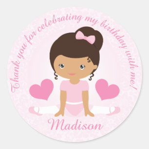 Sticker Rond Merci Ballerina fête d'anniversaire Personnalisé