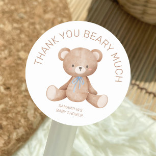 Sticker Rond Merci Beary beaucoup Teddy Bear Baby shower garçon
